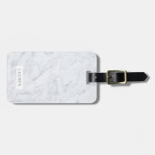 Personalisierter Gepäckträger mit modernem weißem  Gepäckanhänger (Vorderseite horizontal)