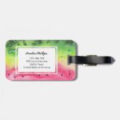 Personalisierter Gepäckträger mit rosa Wassermelon Gepäckanhänger (Rückseite horizontal)