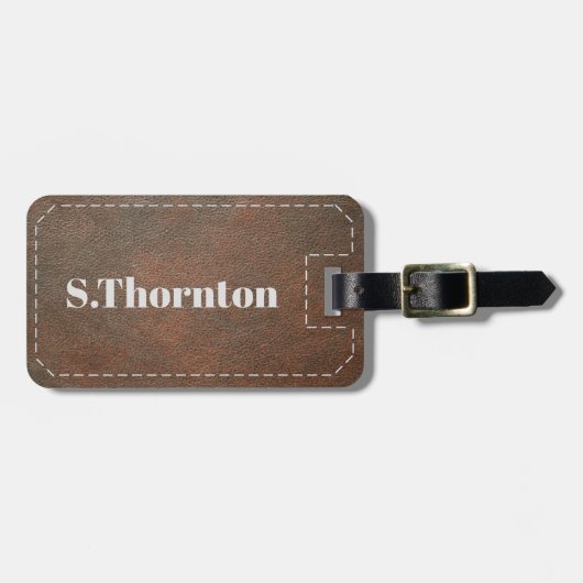 Personalisierter Gepäckträger-Tag - Imitate, braun Gepäckanhänger (Vorderseite horizontal)