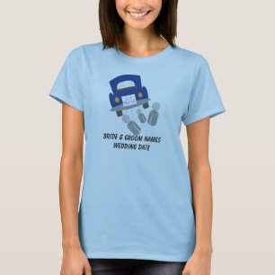 Personalisierter gerade verheirateter Auto-T - T-Shirt
