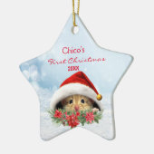 Personalisierter Gerbil Hamster in der Weihnachtsm Keramik Ornament (Links)