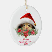 Personalisierter Gerbil Hamster in der Weihnachtsm Keramik Ornament (Rechts)