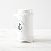 Personalisierter geschäftlicher nautischer blauer bierglas (Vorderseite Links)