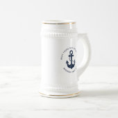 Personalisierter geschäftlicher nautischer blauer bierglas (VorderseiteRechts)