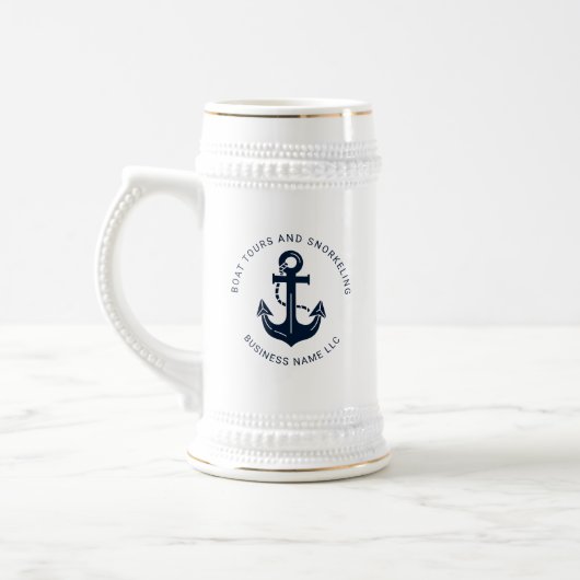 Personalisierter geschäftlicher nautischer blauer bierglas (Links)