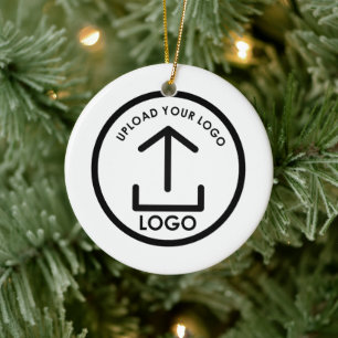 Personalisierter Geschäfts-Rund-Logo-Weihnachten Keramik Ornament