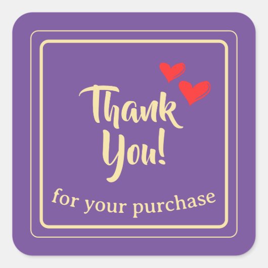 Personalisierter Geschäftsdank Text Quadratischer Aufkleber (Vorderseite)