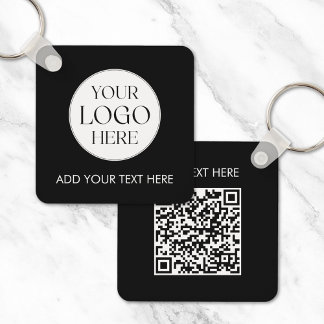 Personalisierter Geschäftslogo-QR-Code Moderner Mi Schlüsselanhänger