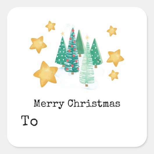 Personalisierter Geschenkname - Weihnachtsbaum Quadratischer Aufkleber (Vorderseite)