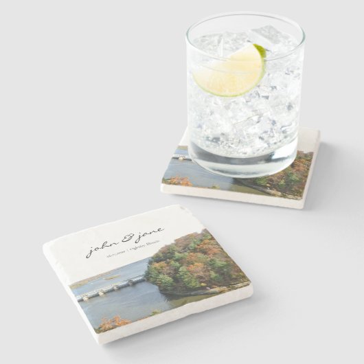 Personalisierter Gestank Illinois Staat Park Steinuntersetzer (Seitenansicht)