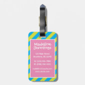 Personalisierter gestreifter Gumball Gepäckanhänger (Rückseite vertikal)