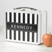Personalisierter gestreifter Schwarzweiss-lunchbox Metall Lunch Box (Beispiel)