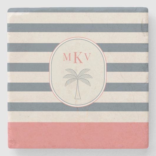 Personalisierter gestreifter Untersetzer mit Monog (Vorderseite)