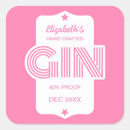Personalisierter Gin-Aufkleber Quadratischer Aufkleber