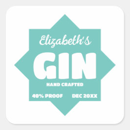 Personalisierter Gin-Aufkleber Quadratischer Aufkleber