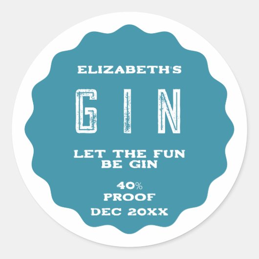 Personalisierter Gin-Aufkleber Runder Aufkleber (Vorderseite)