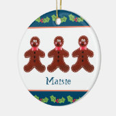 Personalisierter Gingerbrot-Mann Keramik Ornament (Links)