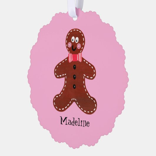 Personalisierter Gingerbrot-Mann Ornament Karte (Links)