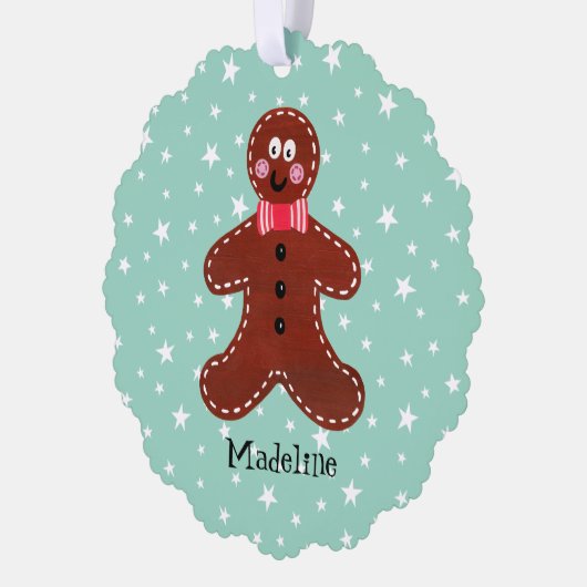 Personalisierter Gingerbrot-Mann Ornament Karte (Links)