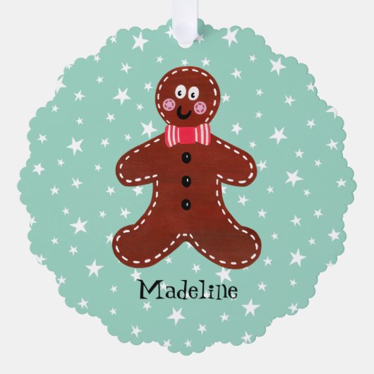 Personalisierter Gingerbrot-Mann Ornament Karte (Vorderseite)