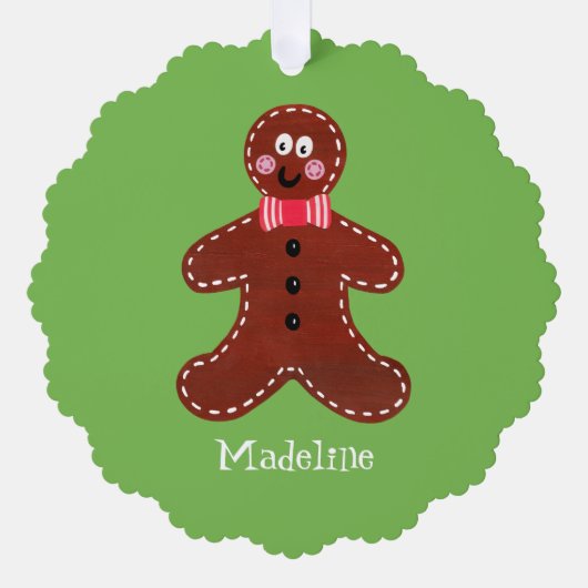 Personalisierter Gingerbrot-Mann Ornament Karte (Vorderseite)