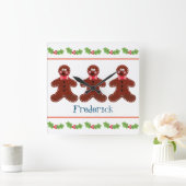 Personalisierter Gingerbrot-Mann Quadratische Wanduhr (Zuhause)