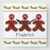 Personalisierter Gingerbrot-Mann Quadratische Wanduhr (Vorderseite)
