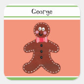Personalisierter Gingerbrot-Mann Quadratischer Aufkleber (Vorderseite)
