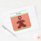 Personalisierter Gingerbrot-Mann Quadratischer Aufkleber (Umschlag)