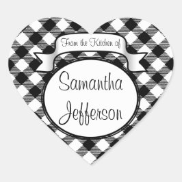 Personalisierter Gingham aus der Küche des Labels Herz-Aufkleber