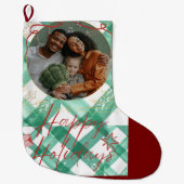 Personalisierter Gingham Großer Weihnachtsstrumpf (Vorderseite)