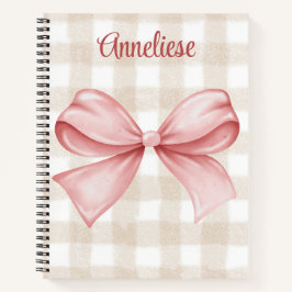 Personalisierter Gingham & Rosa Coquette Bogen Notizblock