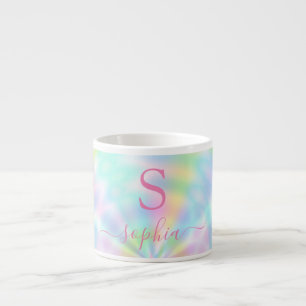 Personalisierter Girl Holographic Iridescent Rainb Espressotasse