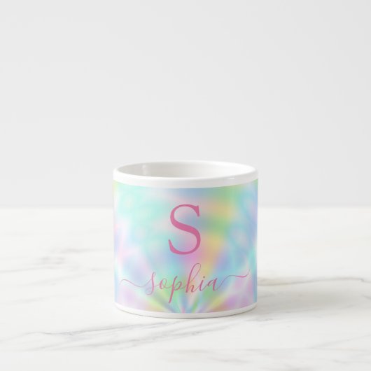 Personalisierter Girl Holographic Iridescent Rainb Espressotasse (Vorderseite)