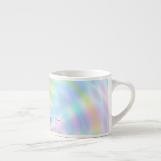 Personalisierter Girl Holographic Iridescent Rainb Espressotasse (Rechts)