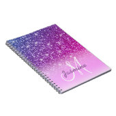 Personalisierter Girl Lila Glitzer Glitzern Name Notizblock (Rechte Seite)
