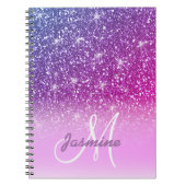 Personalisierter Girl Lila Glitzer Glitzern Name Notizblock (Vorderseite)