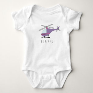 Personalisierter Girl-Lila Hubschrauber Baby Strampler