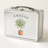 Personalisierter Girl's Metal Lunchbox Lemon Tree (Vorderseite)