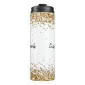 Personalisierter Girly Gold Glitzer für Ihre Worte Thermosbecher (Vorderseite)