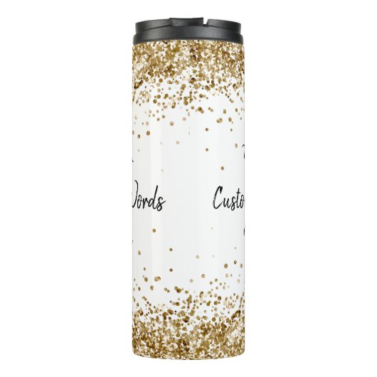 Personalisierter Girly Gold Glitzer für Ihre Worte Thermosbecher (Rückseite)