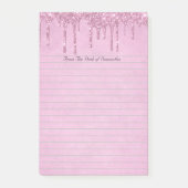 Personalisierter Girly-Pink-Dripping-Glitzer Linie Post-it Klebezettel (Vorderseite)