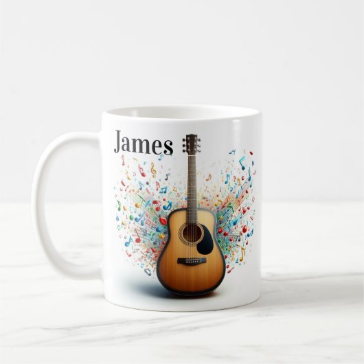 Personalisierter Gitarren-Kaffeebecher Kaffeetasse (Links)