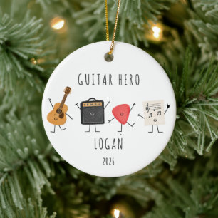 Personalisierter Gitarrespieler Weihnachtsbaumschm Keramik Ornament