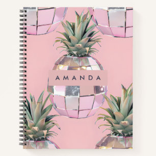 Personalisierter Glam Disco Ananas Rosa Metallisch Notizblock
