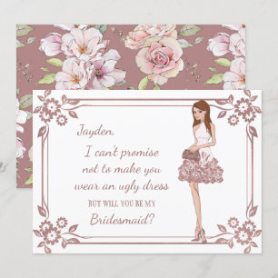 Personalisierter Glam Girl Brautjungfer Vorschlag Einladung