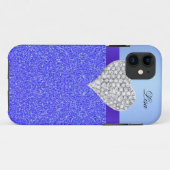 Personalisierter Glamour Herzblauer Glitzer Case-Mate iPhone Hülle (Rückseite (Horizontal))