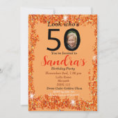 Personalisierter Glamour zur 50. Geburtstagsfeier Einladung (Vorderseite)