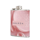 Personalisierter Glänzender Rosa Rouge Wassertropf Flachmann (Links)