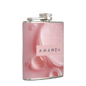 Personalisierter Glänzender Rosa Rouge Wassertropf Flachmann (Rechts)